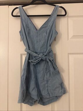 aerie Light Blue Denim Romper